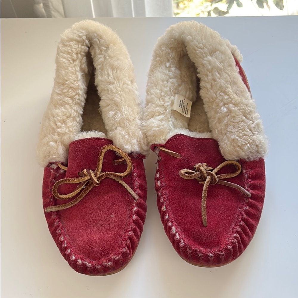 L.L. Bean Red Women's Moccasin Slippers